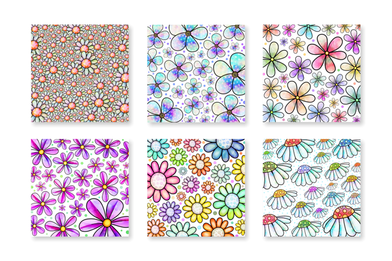 doodle-daisy-flower-power-digital-papers