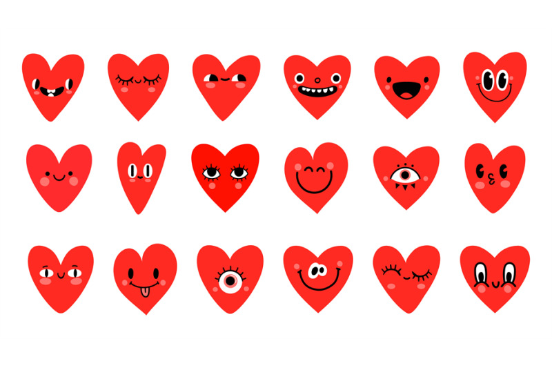 cartoon-red-heart-characters-with-funny-faces-emoticon-valentine-day