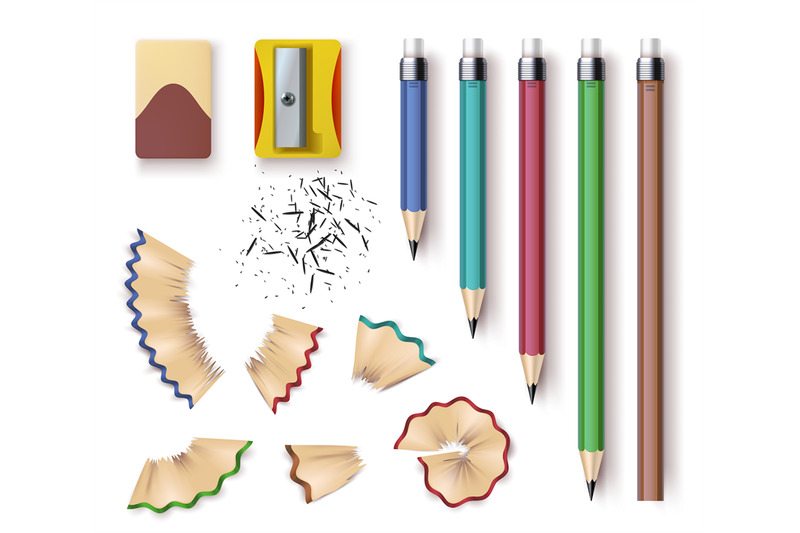 realistic-wooden-graphite-pencils-sharpener-eraser-and-shavings-sha