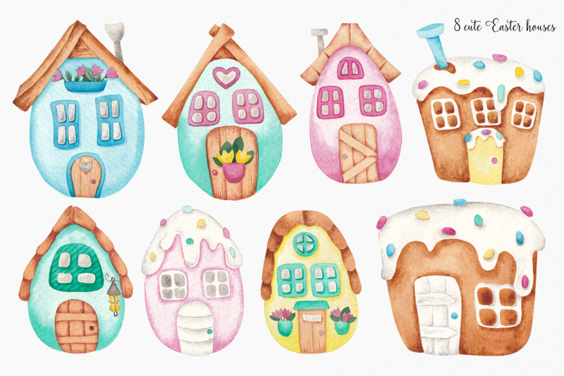 watercolor-set-lsquo-easter-houses