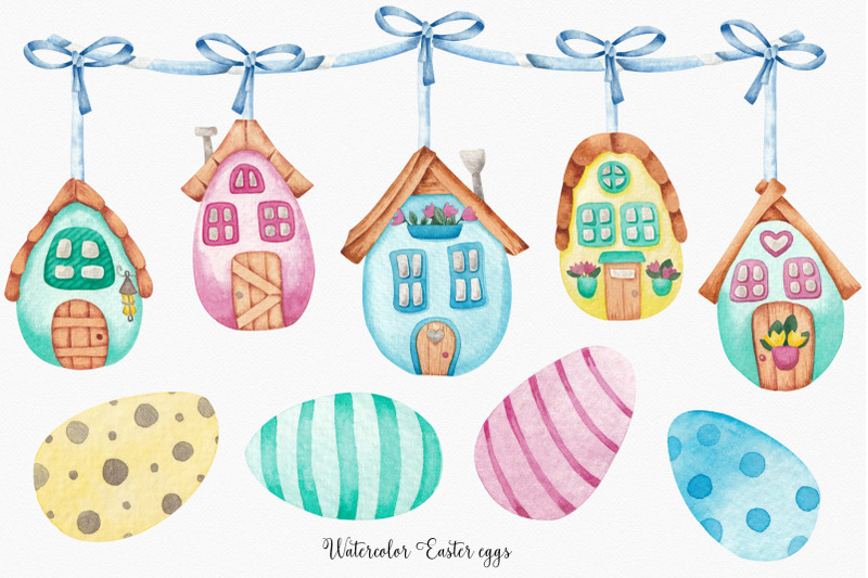 watercolor-set-lsquo-easter-houses