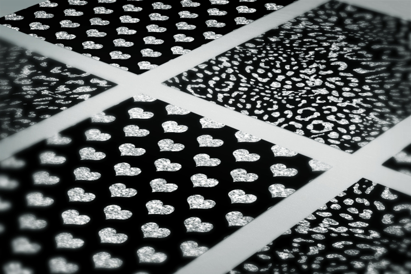 digital-black-and-silver-glitter-patterns-of-stars-stripes-jaguar-print-hearts-polka-dots-and-triangles