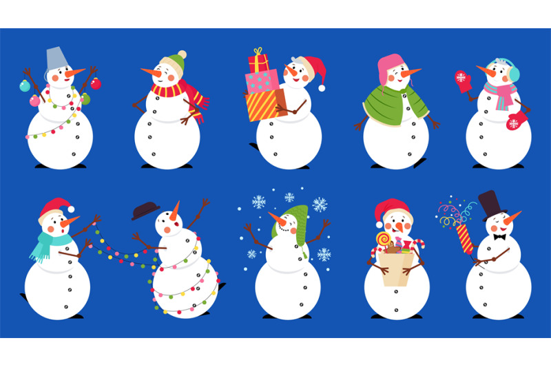 cartoon-snowman-snowmen-with-xmas-gift-winter-holiday-happy-snow-cha