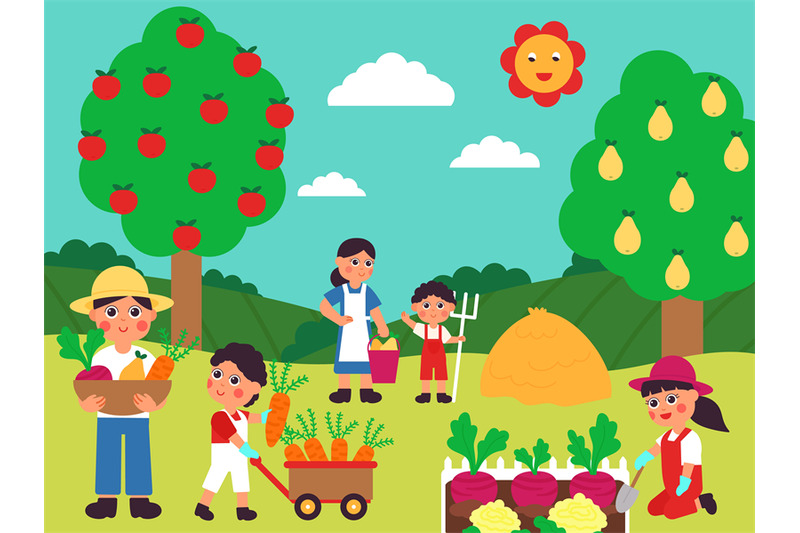 autumn-harvest-characters-fall-season-garden-farmer-with-baby-harves