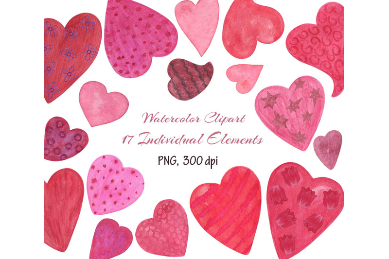 st-valentine-watercolor-hearts-clipart