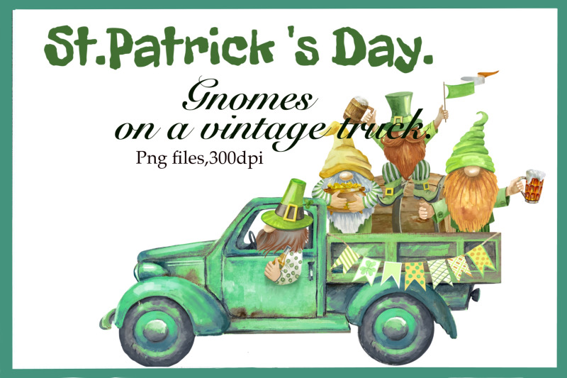 gnomes-clipart-patrick-039-s-day-vintage-green-trucks-st-patrick-039-s-gno