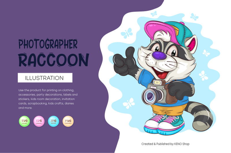 cartoon-raccoon-photographer-t-shirt-png-svg