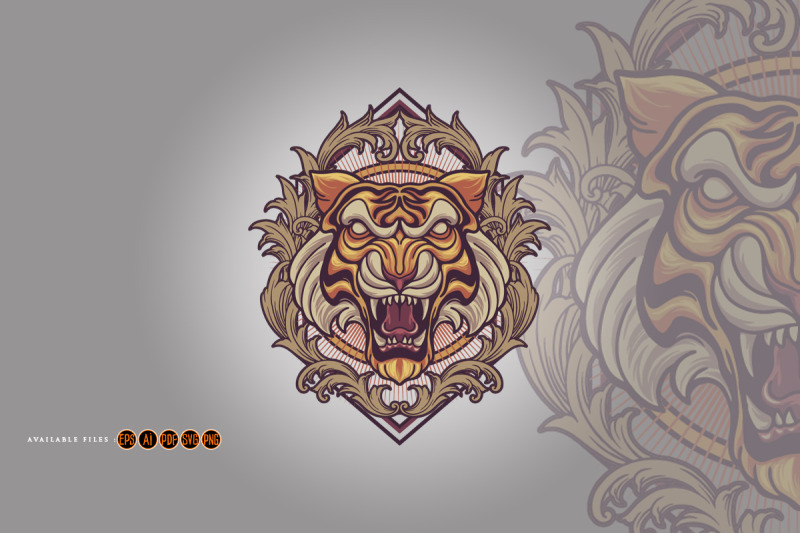 angry-tiger-mascot-ornaments-frame
