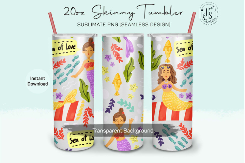 mermaid-summer-beach-20oz-tumbler-sublimation-wrap