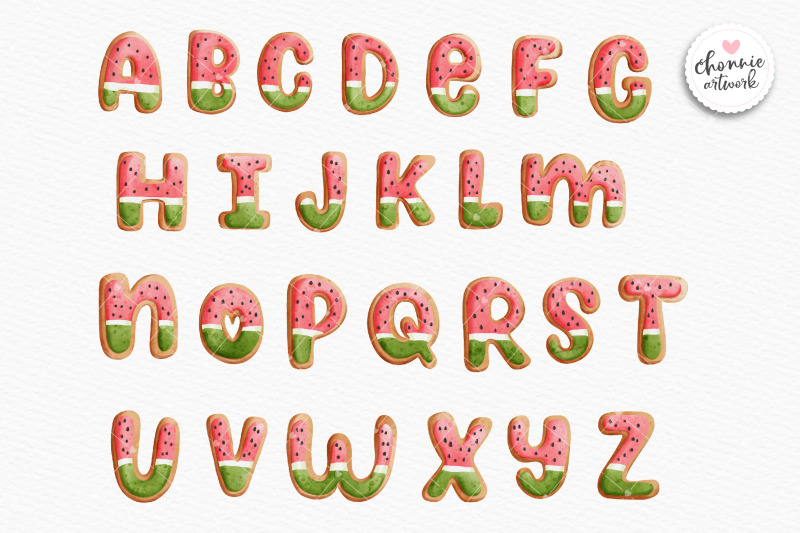 watermelon-cookies-alphabets-watermelon-fonts