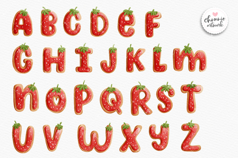 strawberry-cookies-alphabet-strawberry-alphabet