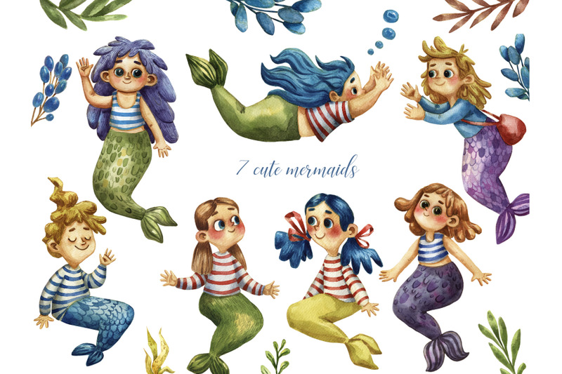 mermaids-watercolor-clipart