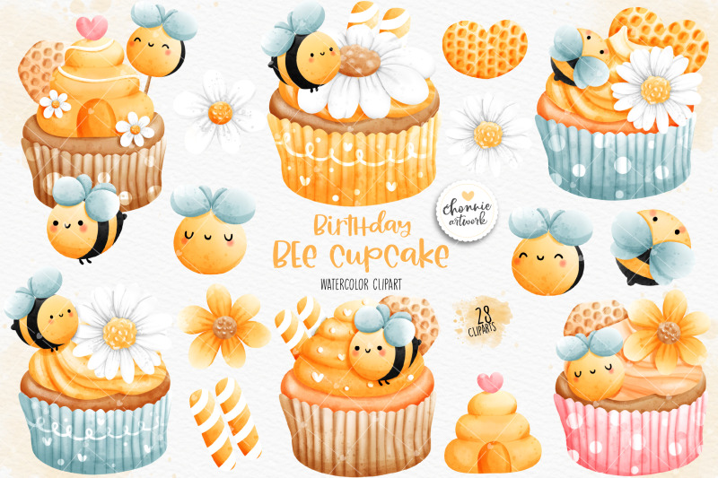 birthday-bee-cupcake-honey-bee-clipart-bee-clipart-birthday-bee-cli