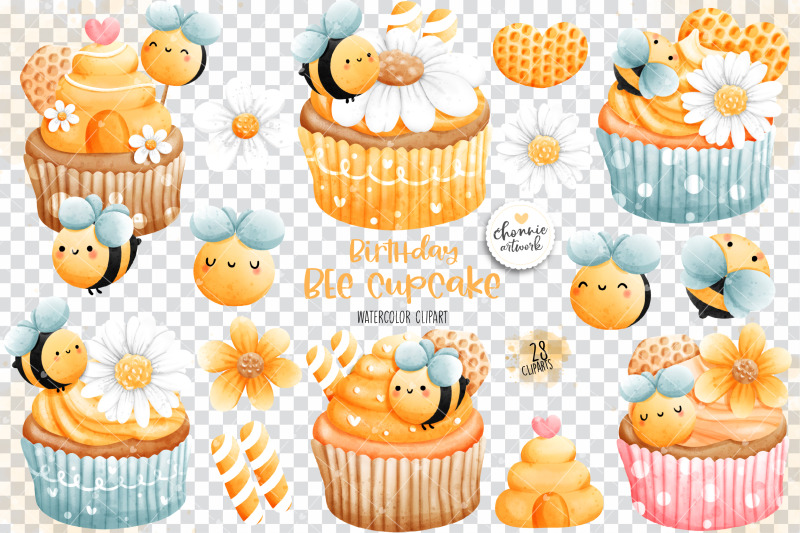 birthday-bee-cupcake-honey-bee-clipart-bee-clipart-birthday-bee-cli