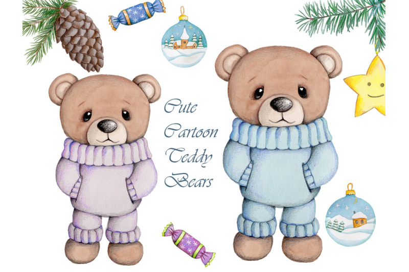 cute-cartoon-teddy-bears-watercolor