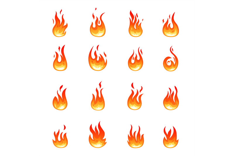 cartoon-fire-icons-orange-blaze-symbols-flame-emblems-isolated-camp