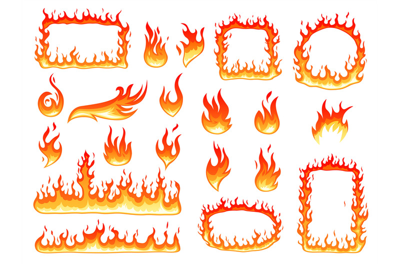 colorful-fire-flame-effect-flames-glowing-fire-symbols-burning-cart