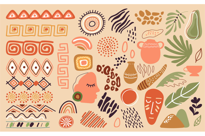 african-abstract-elements-freehand-doodle-nature-shapes-decorative-o