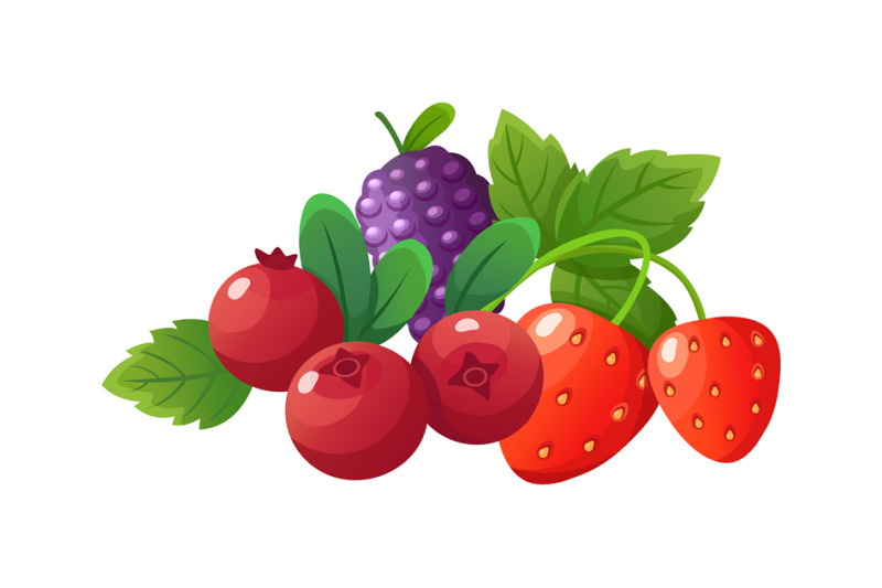 cartoon-berries-fresh-berry-isolated-strawberry-cranberry-blackberry