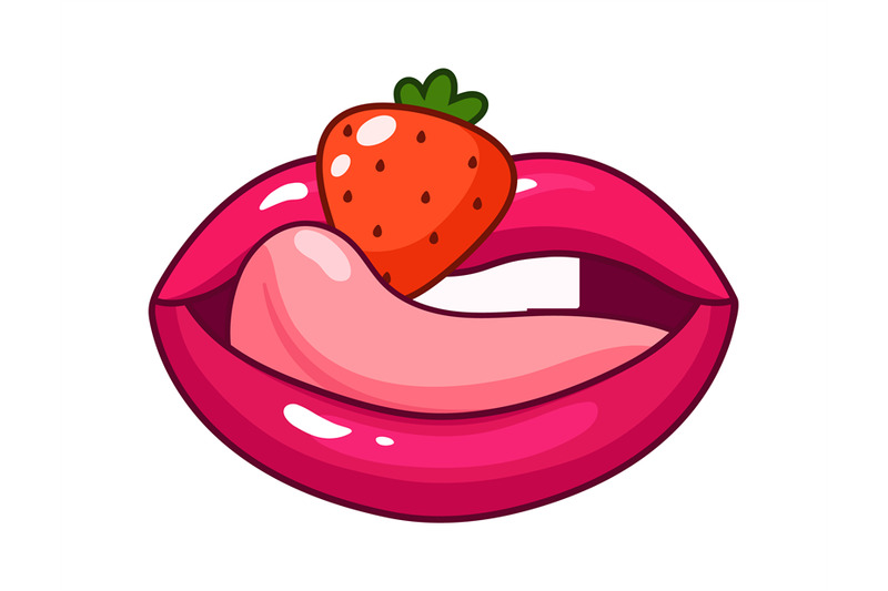 female-lips-eat-strawberry-cartoon-sexy-sticker-isolated-red-mouth-w