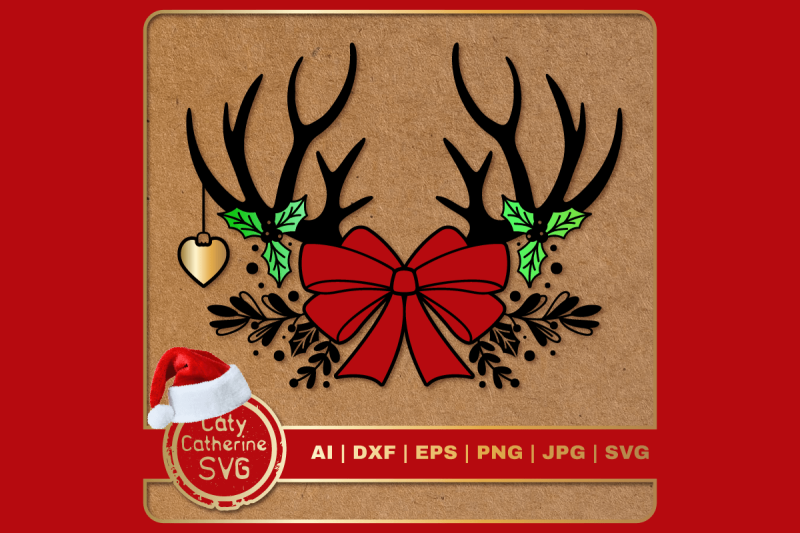 deer-antler-christmas-garland-with-bow-svg-cut-file
