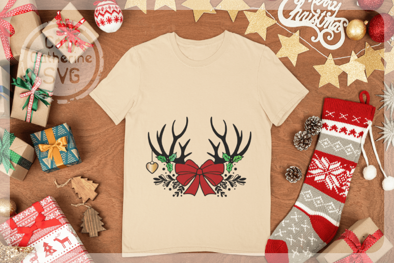 deer-antler-christmas-garland-with-bow-svg-cut-file