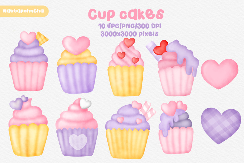 watercolor-cupcake-clipart-bundle