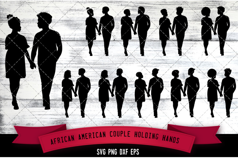 african-american-couple-holding-hands-silhouette-svg