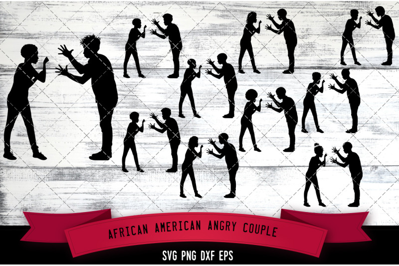 african-american-angry-couple-silhouette-svg