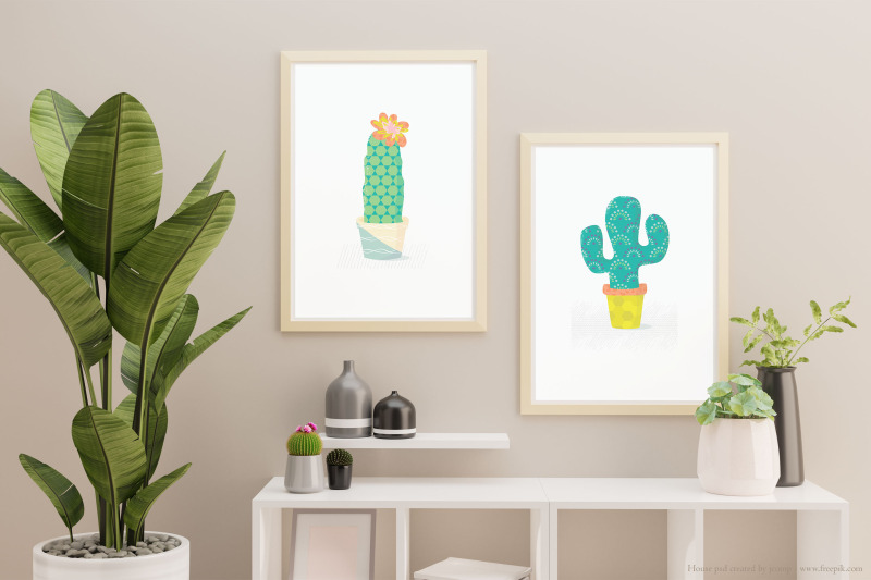 cactus-wall-art-printable-plants-poster-home-decor-color-pattern