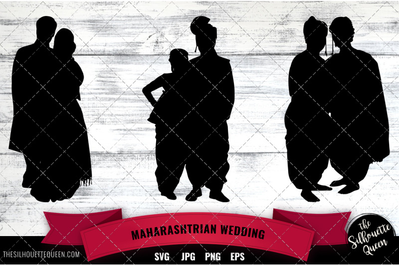 maharashtrian-wedding-couple-svg-cut-svg-files-for-silhouette-cameo