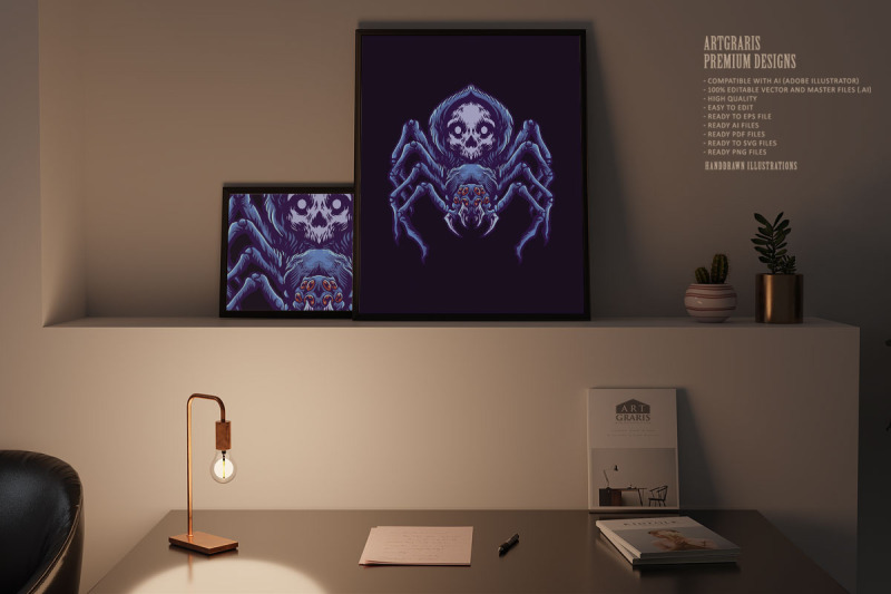 black-spider-skull-illustration