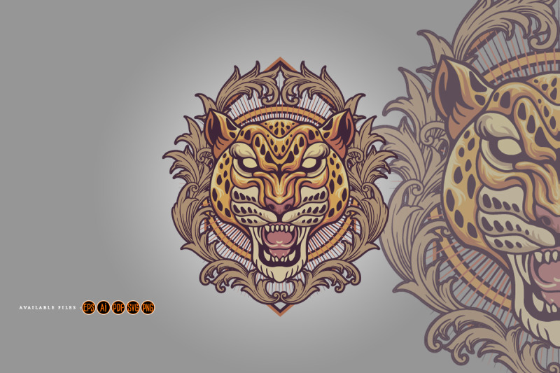 cheetah-vintage-ornament-shield-logo-illustrations