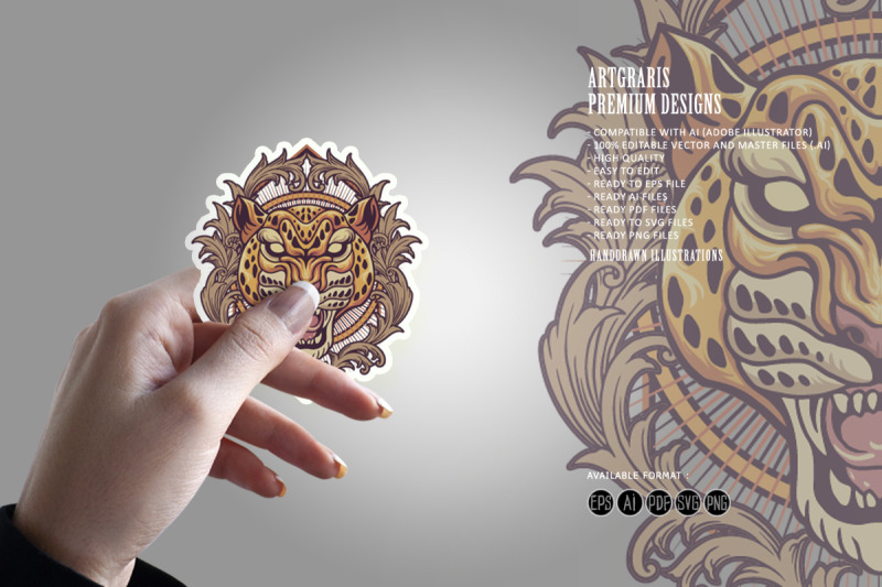 cheetah-vintage-ornament-shield-logo-illustrations