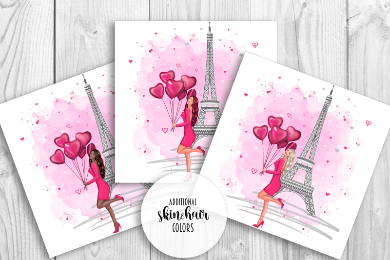 valentines-day-digital-paper-pack-fashion-illustration-girl-romantic