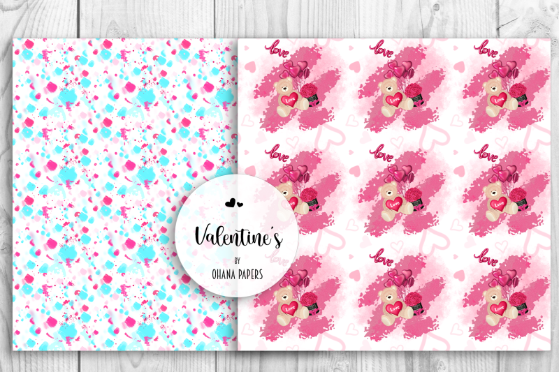 valentines-day-digital-paper-pack-fashion-illustration-girl-romantic