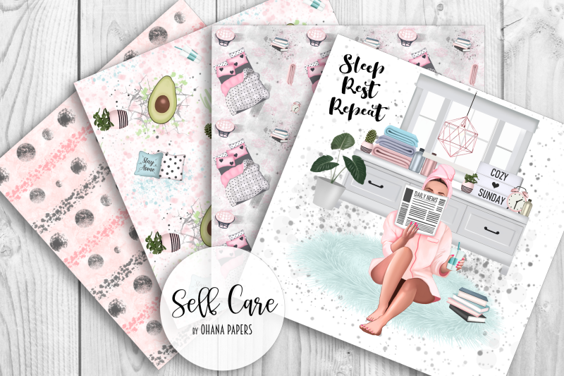 stay-home-digital-paper-pack-fashion-girl-seamless-pattern-beauty