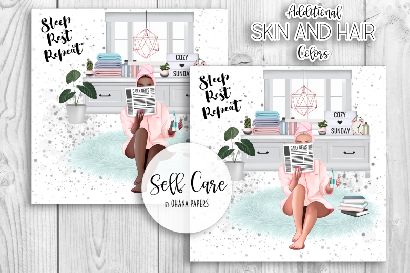 stay-home-digital-paper-pack-fashion-girl-seamless-pattern-beauty