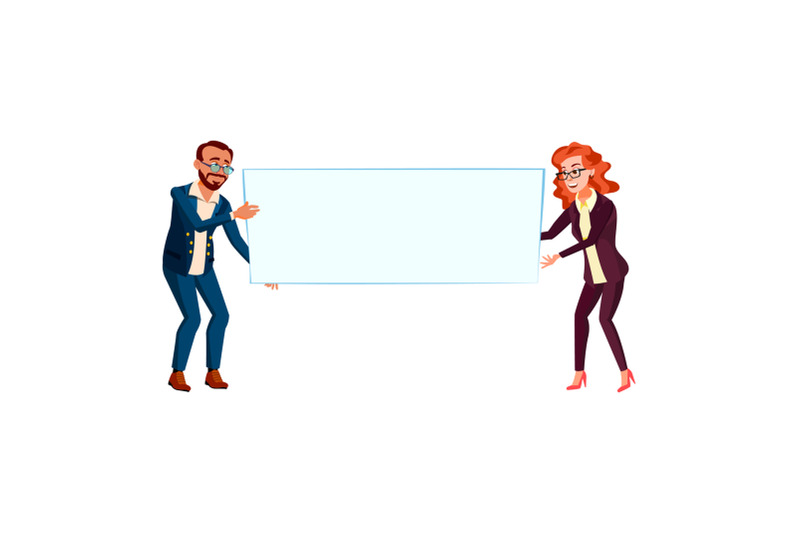 business-man-woman-with-empty-banner-vector