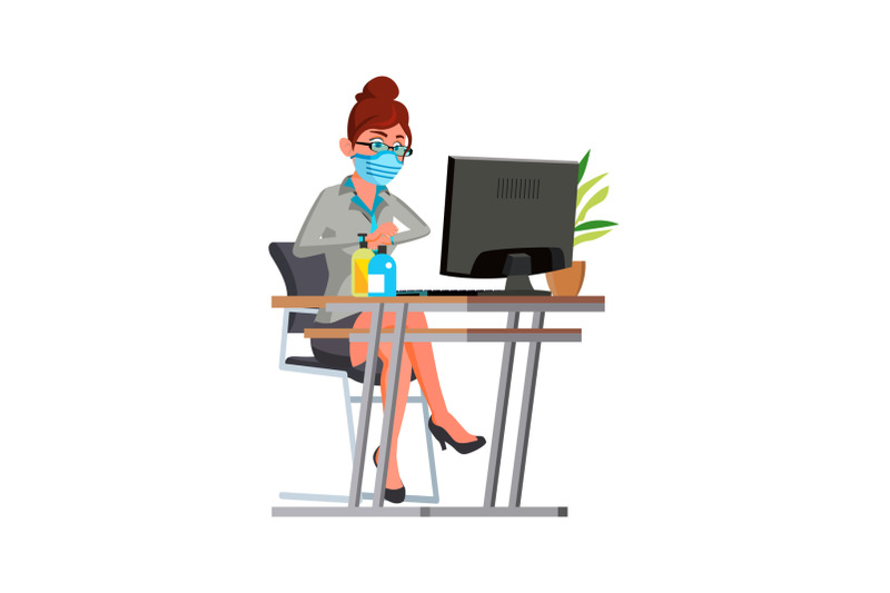 business-woman-wearing-mask-vector