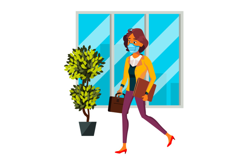 business-woman-wearing-mask-vector