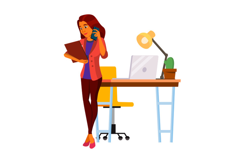 business-woman-assistance-talk-on-phone-vector