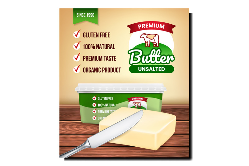 butter-organic-product-promotion-banner-vector