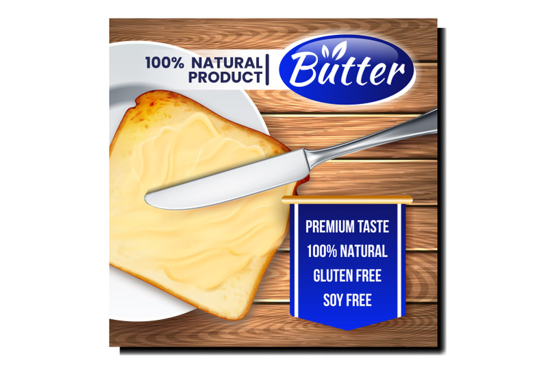 butter-natural-product-promotional-banner-vector