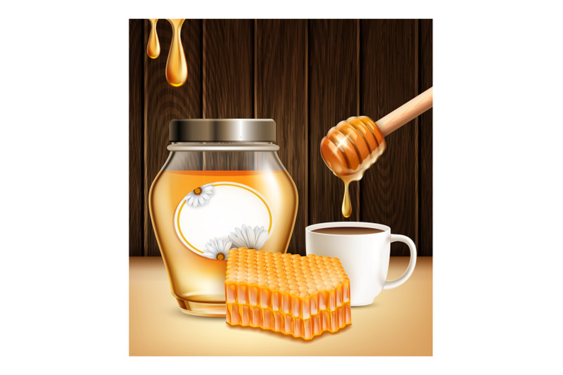 honey-bee-food-product-banner-vector