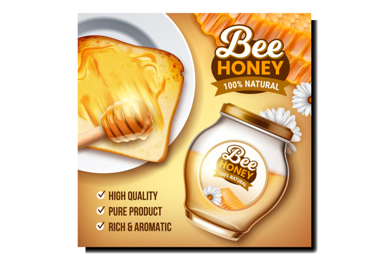 honey-bee-food-product-label-vector