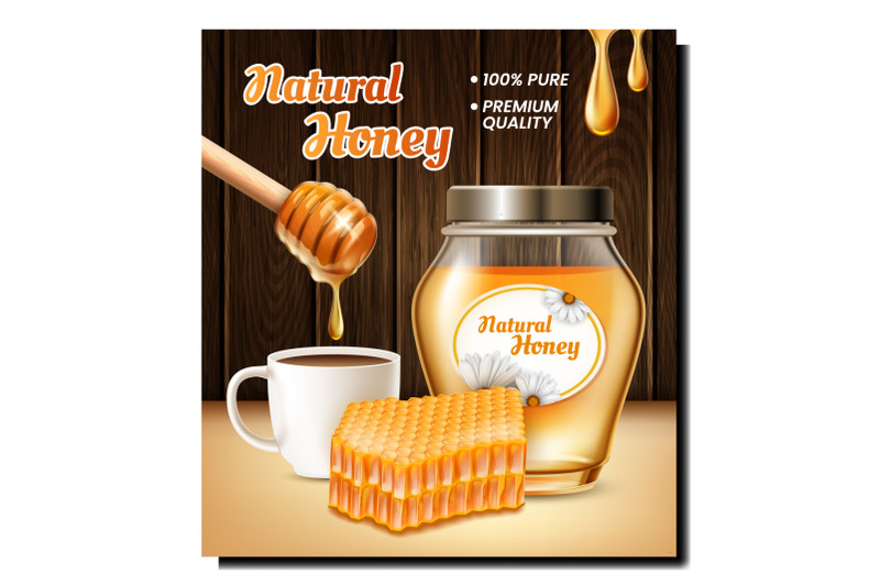 honey-bee-food-product-banner-vector