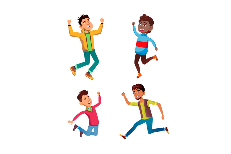 jumping-teen-boy-set-vector