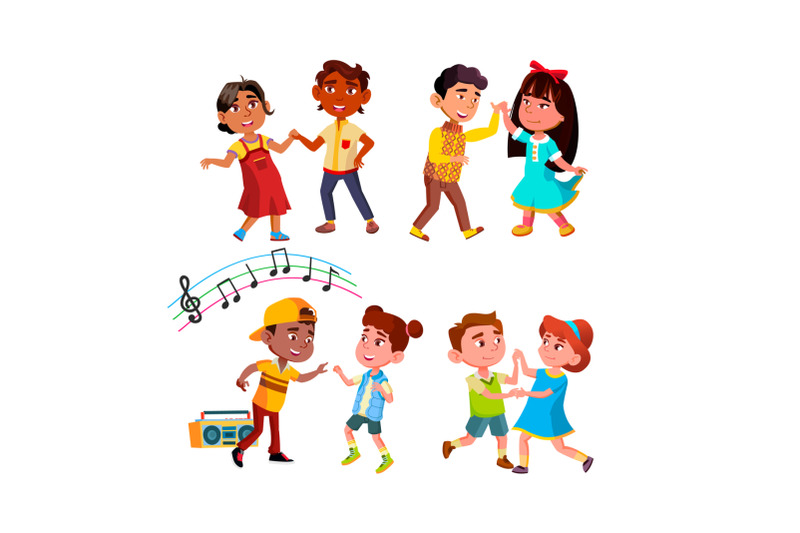 boy-and-girl-children-dancing-together-set-vector