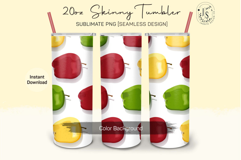 colorful-apple-fruit-20oz-tumbler-sublimation-wraps